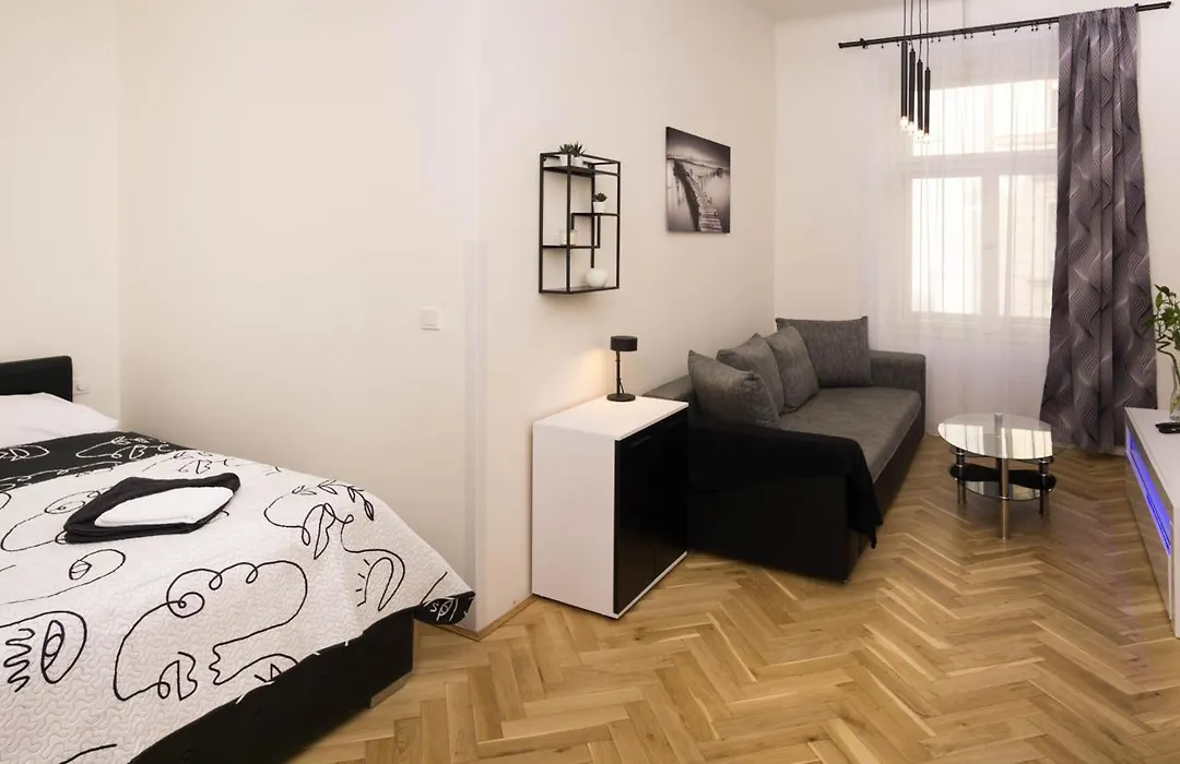 Black & White Apartment Prague By Wenceslas Square And Muzeum-1