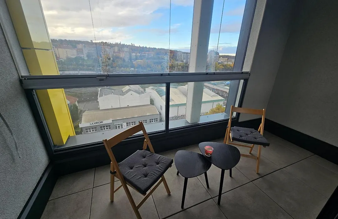 Apartment - O2 Arena Prague With Parking - - With Large Glass Balcony-1