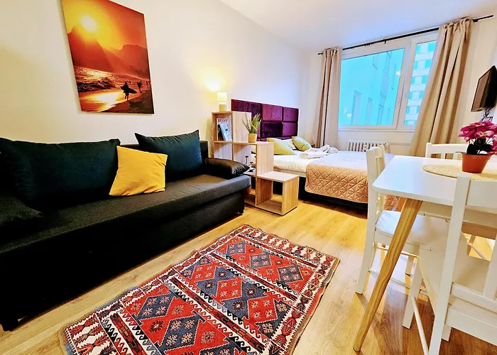 Terrace-View Prague Apartments For Business & Leisure, Free Parking & Gym, Near Metro & Aqua Sport Centre